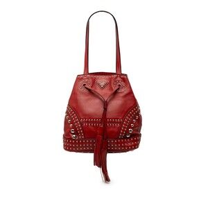 Prada Large Studded Leather Bucket Bag #355673P79B